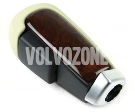Gear shift lever knob Volvo 31259085 // beige leather / wood (OEM)