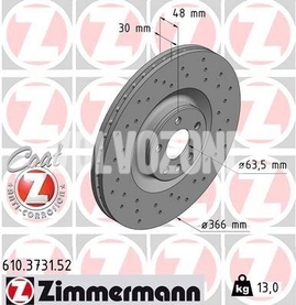 Front brake disc (366mm) SPA XC60 II/XC90 II perforated