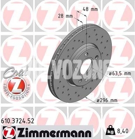 Front brake disc (296mm) SPA S60 III/V60 II(XC) S90 II/V90 II perforated