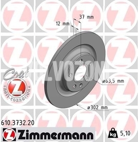 Rear brake disc (302mm) CMA XC40