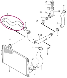 Hose from charger pipe to intercooler 2.4D/D5 P2 (2006-) XC90, vehicles without resonator