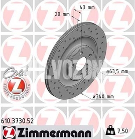 Rear brake disc (340mm) SPA XC90 II perforated
