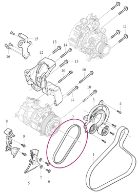 Auxiliary belt 3PK 4 cylinder engines Mild Hybrid B3/B4/B5/B6 SPA/CMA (OEM)