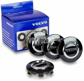 Wheel center cap kit (64mm) black, chrome (OEM)