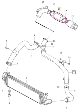Conecting hose between plastic knee shape pipe and turbocharger resonator 1.6D2 P1 P3