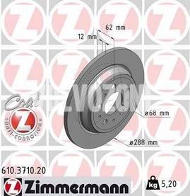 Rear brake disc (288mm) P80 S70/V70(XC) with AWD (new type)