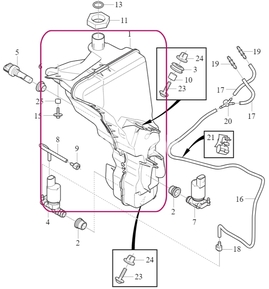 WATER RESERVOIR Volvo 32328197 // Variant code: JG02 (With headlight cleaning) (OEM)