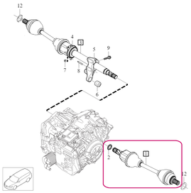 AXLE SHAFT Left, EXCH Volvo 36010569 // TG-81SC / TG-81SC AWD / AWF8G45 FWD / AWF8G45 AWD (OEM)