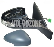 Outside mirror right P3 (-2011) S80 II/V70 III (bulb in indicator) passenger side, manually foldable, without illumination, without memory