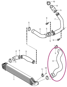 Hose from intercooler to throttle body 2.4D/D5 (-2010) P1 C30/C70 II/S40 II/V50