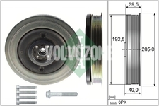 Crankshaft belt pulley 4 cylinder gasoline engines (2014-) 2.0 T5/T6/Polestar P3, 4 cylinder gasoline engines 2.0 T6/T8/Polestar SPA, 4 cylinder diesel engines 2.0 D3/D4/D5 SPA
