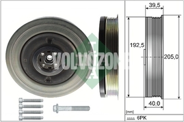 Crankshaft belt pulley 4 cylinder gasoline engines (2014-) 2.0 T5/T6/Polestar P3, 4 cylinder gasoline engines 2.0 T6/T8/Polestar SPA, 4 cylinder diesel engines 2.0 D3/D4/D5 SPA