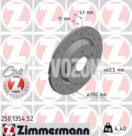 Rear brake disc (280mm) P1 C30/C70 II/S40 II/V50 perforated
