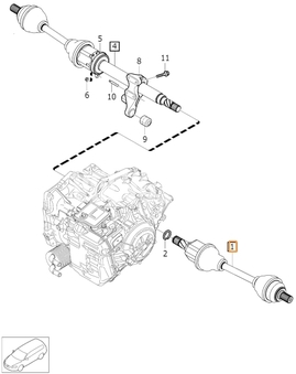 Drive shaft left 1.5 T2/T3, 2.0 D2/D3/T4 P1 (2016-) V40 II/V40 XC gearbox TF-71SC